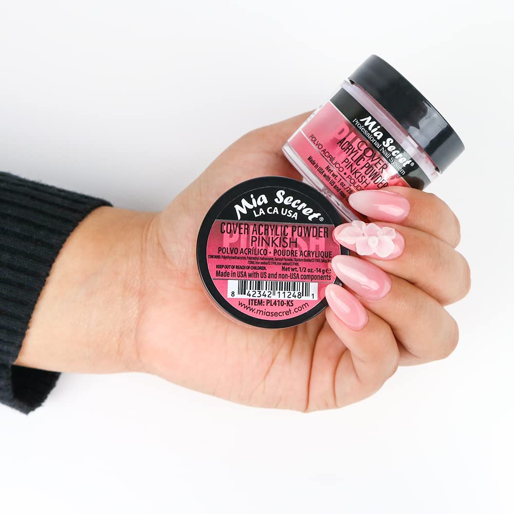 Mia Secret Pinkish, polvo acrílico compatible con geles Formagel, Polymia y Biobuilder.
