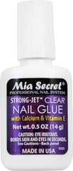 Mia Secret Strong-Jet bottle front shows quick-dry bonding for durable nails.