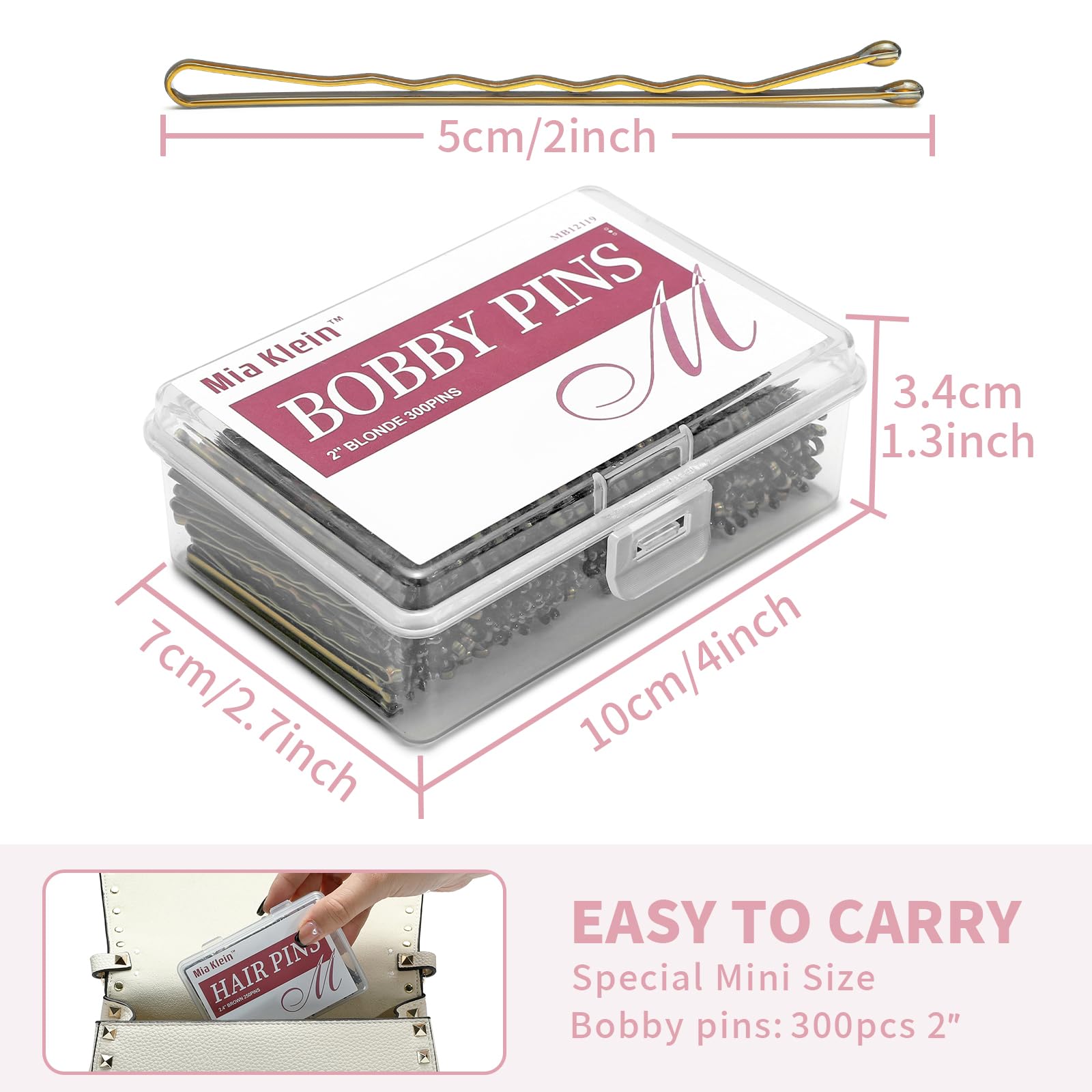Mia Klein Bobby Pins Crimped design provides secure hold for hairstyles.