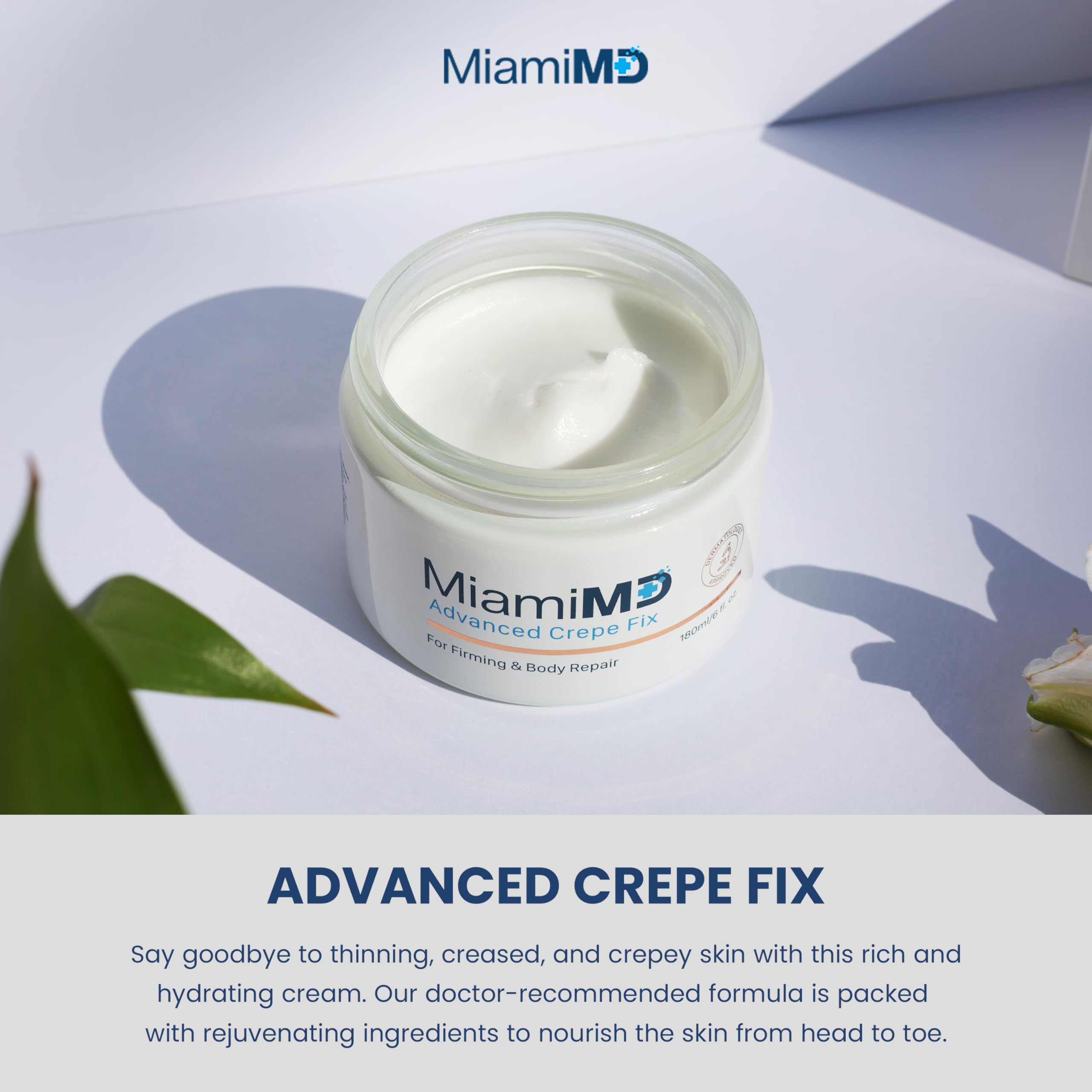 Cream texture close-up highlighting elasticity-boosting formula for neck and body