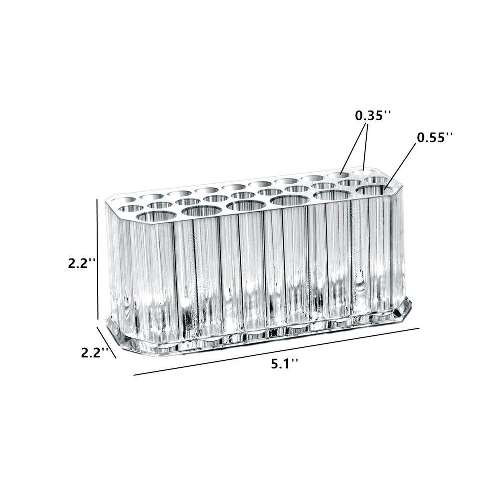 Miaowater clear acrylic makeup holder keeps 20 regular and 6 jumbo slots tidy