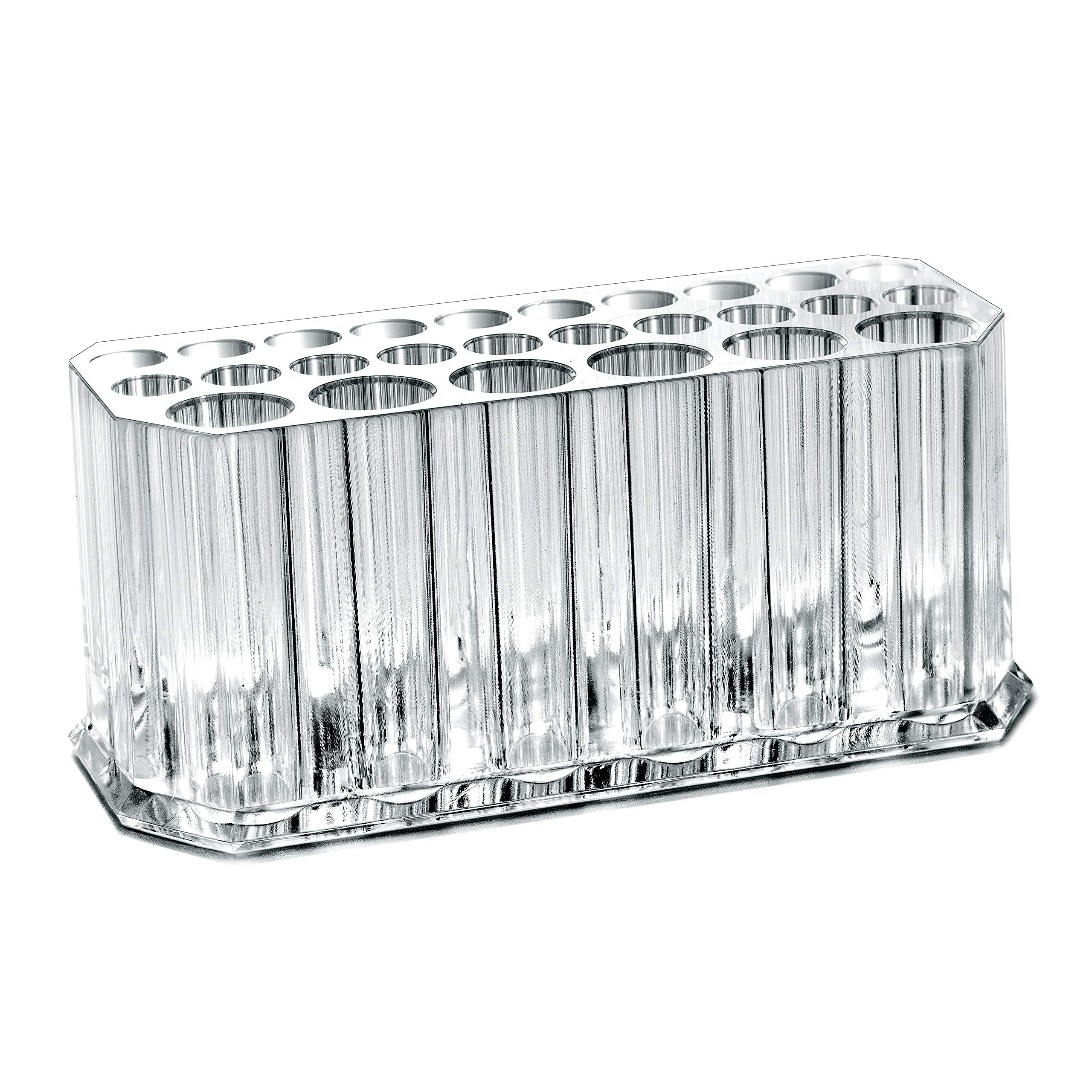Miaowater clear acrylic organizer shows eyeliner and lip liner slots for easy access