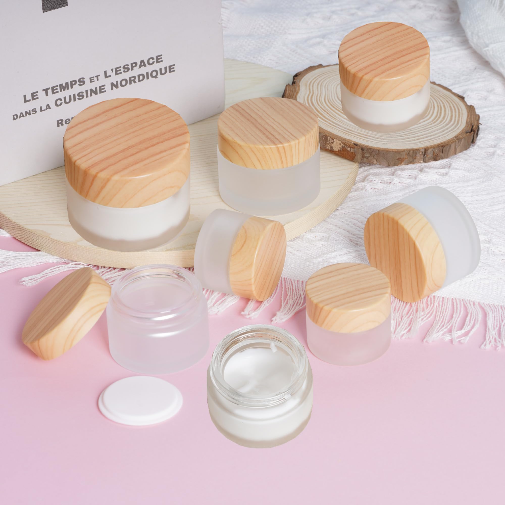 Miayon set of 6 glass jars, organized storage for cosmetics.