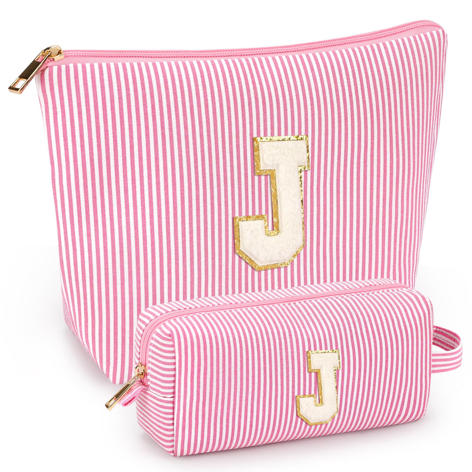 Mibasies two-piece makeup bags set in pink, ideal for travel organization