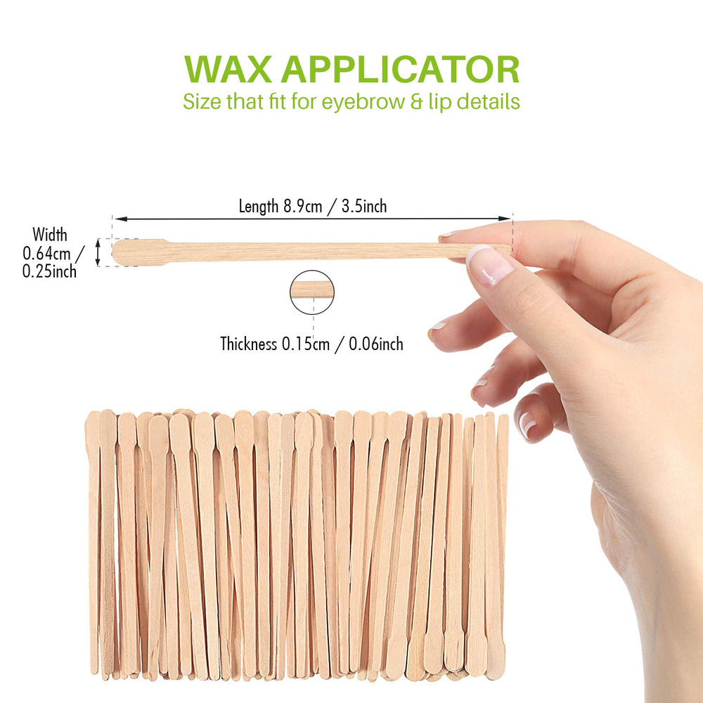 Mibly wooden wax sticks flat spreader end closeup for smooth large-area coverage.