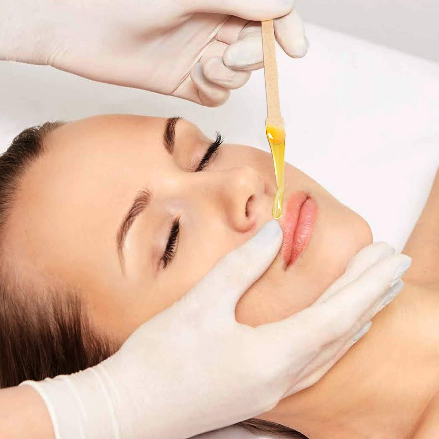 Mibly wooden wax sticks for nose area for hygienic facial grooming.