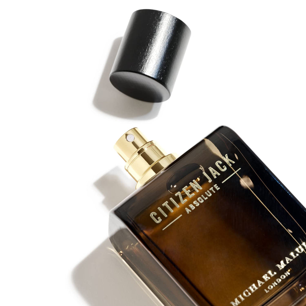 Michael Malul Citizen Jack Absolute bottle side profile, elegant masculine design for daily wear.