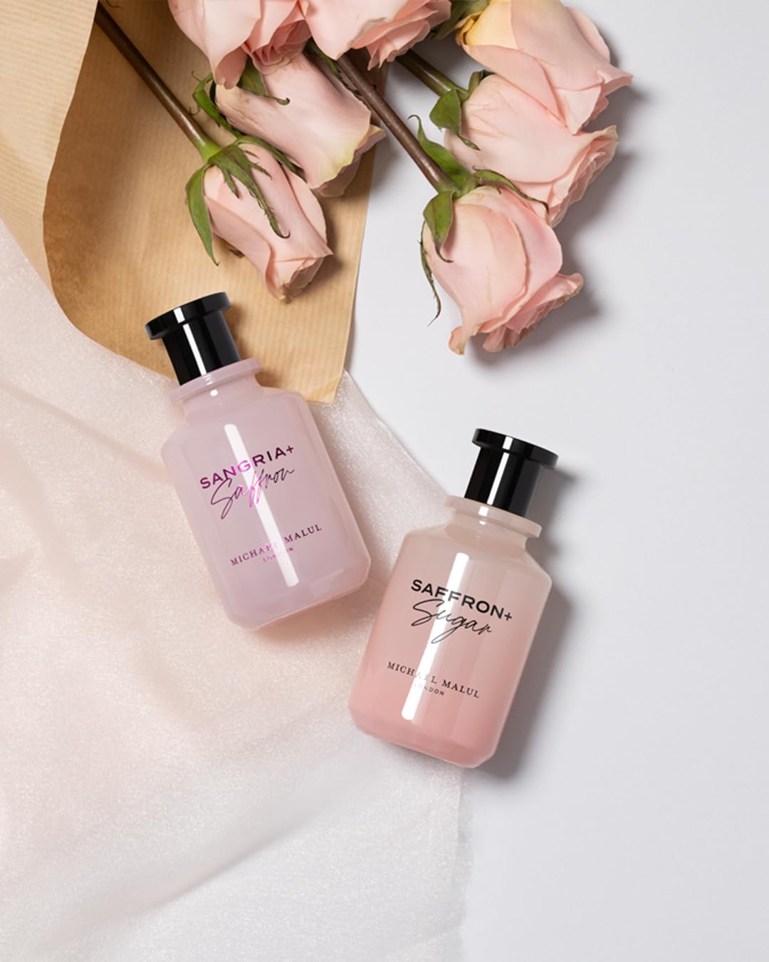 Michael Malul Sangria + Saffron EDP packaging box communicates premium gifting appeal.