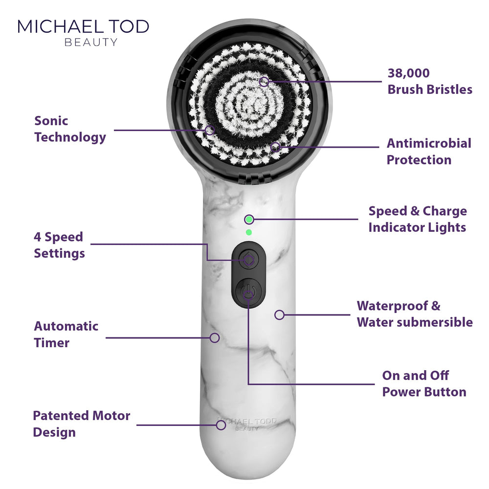 Michael Todd Soniclear Allure waterproof design for use in shower or bath.