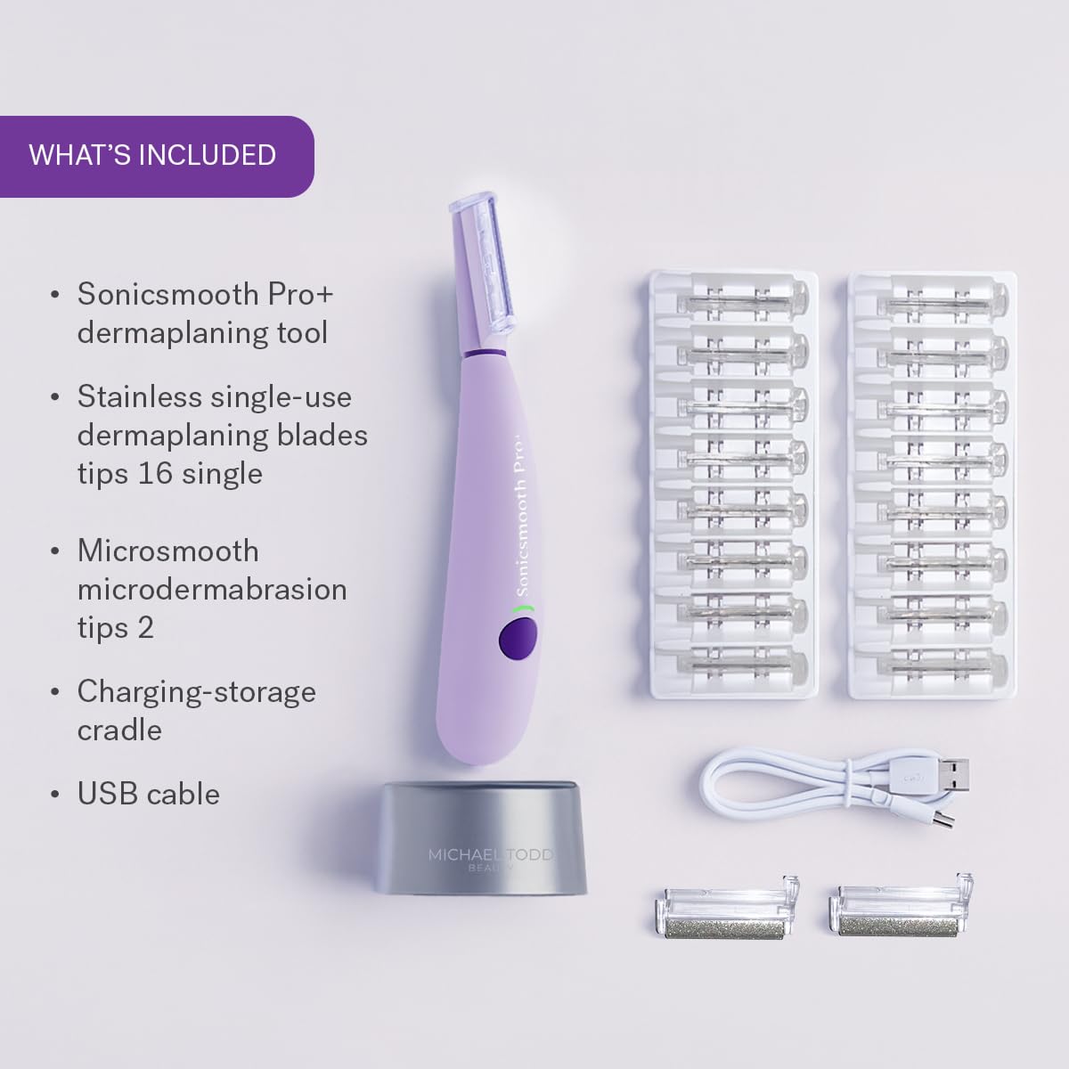 Michael Todd Sonicsmooth Pro+ compact design fits travel-friendly skincare routines.