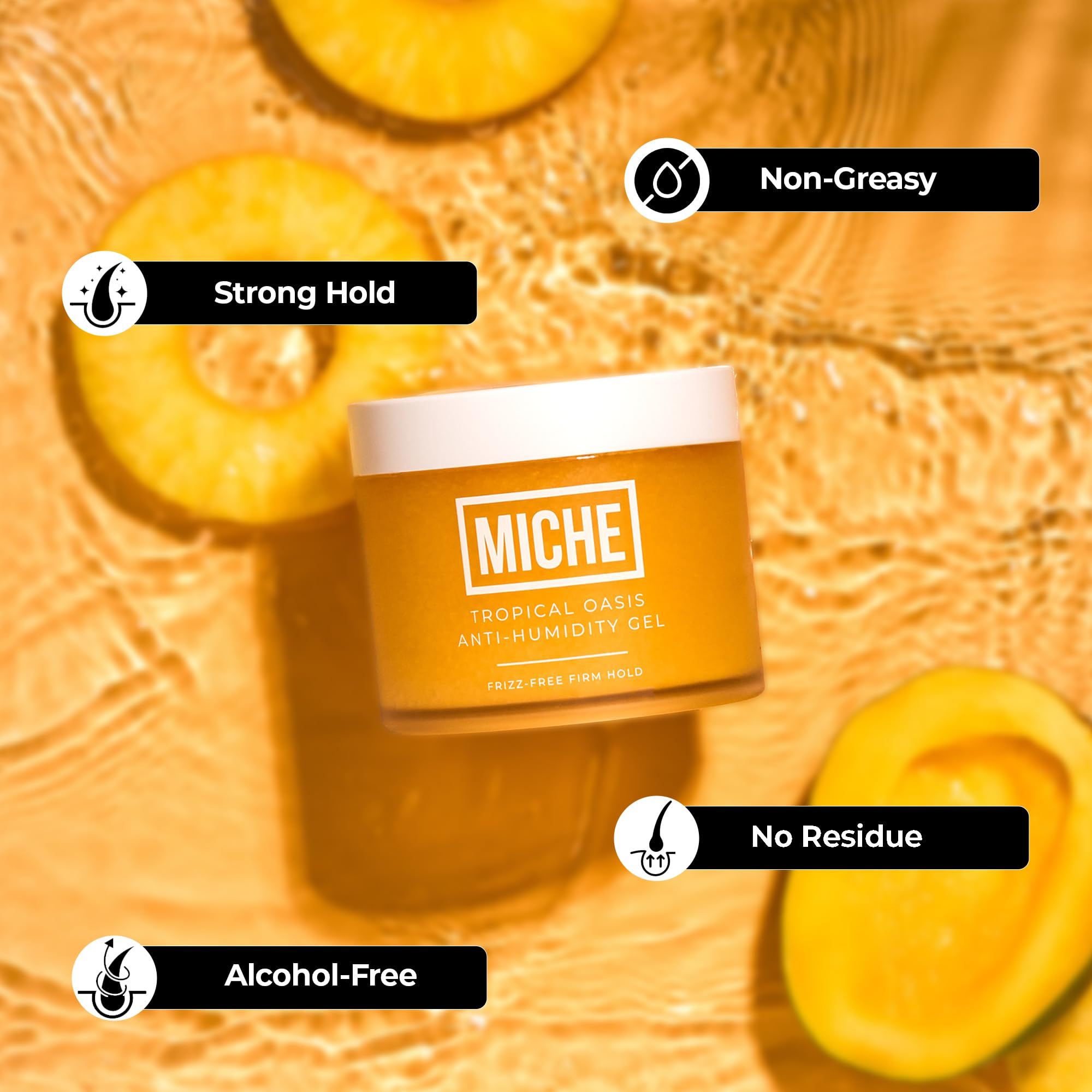 Miche Beauty MICHE gel definition and shine on straight-to-curly styles without crunch.