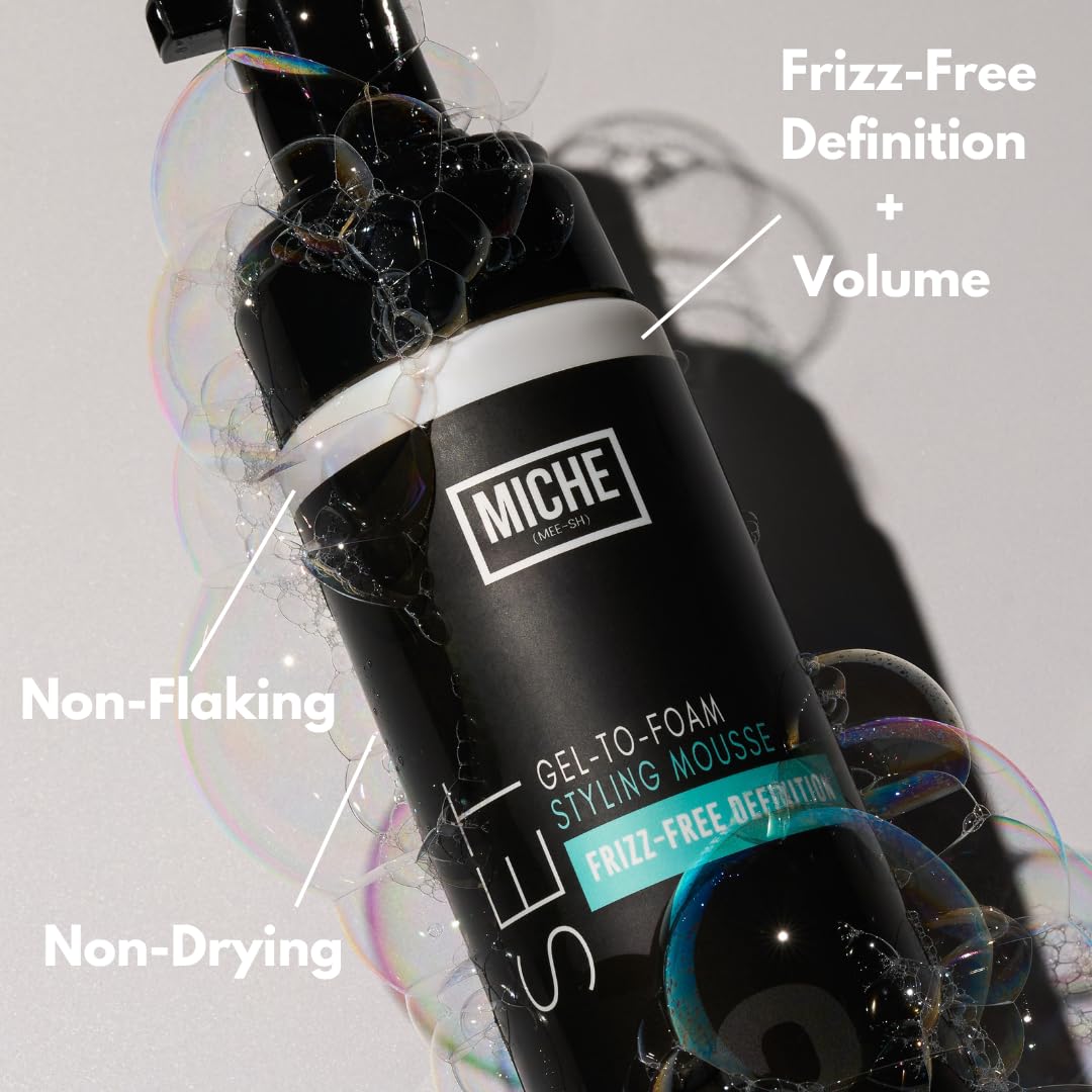 Miche Beauty gel que se transforma en mousse: aplicación suave para rizos definidos sin peso.
