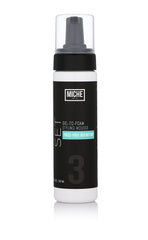 Miche Beauty gel que se transforma en mousse, botella elegante para peinado ligero y definición duradera.