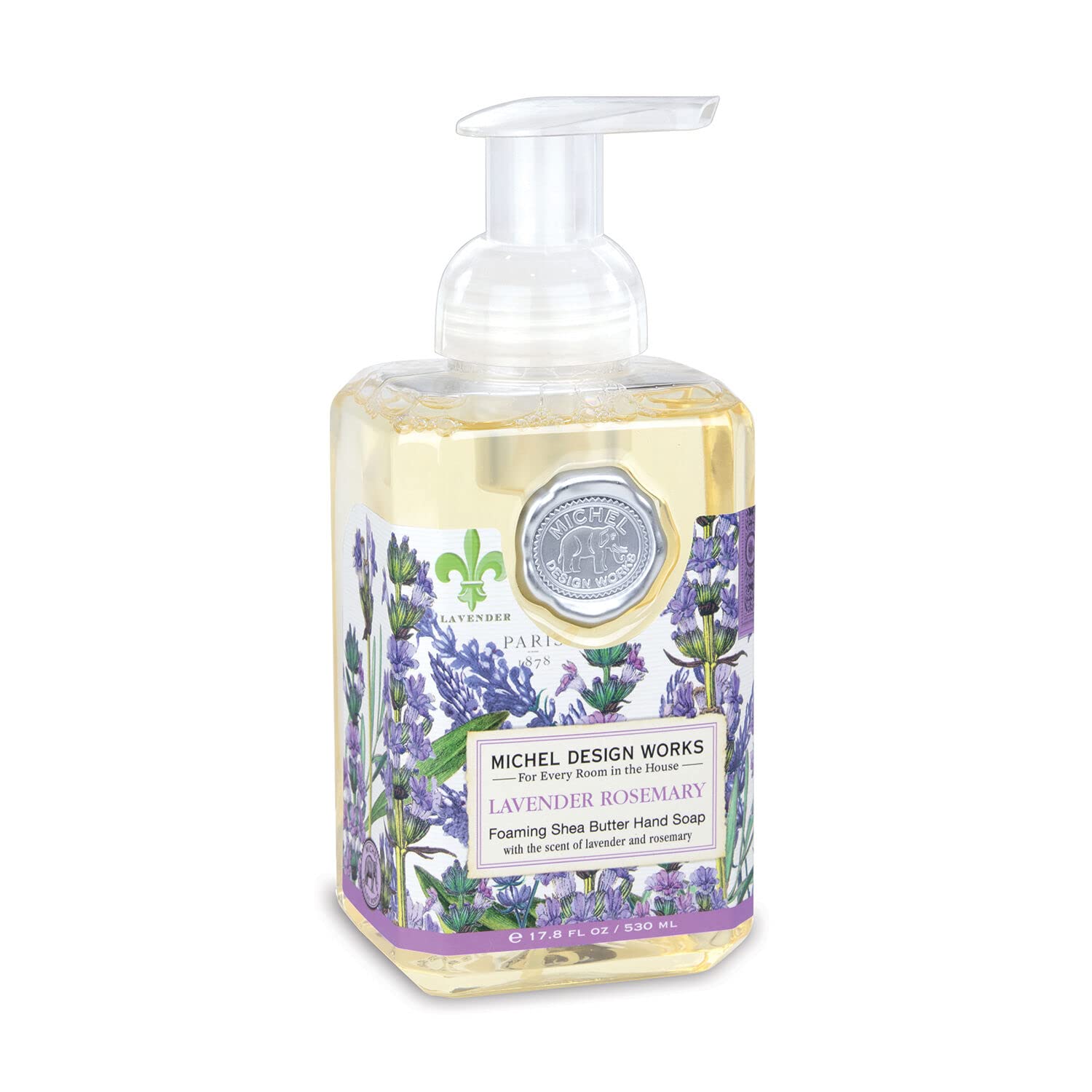 Michel Design Works jabon espumoso lavanda romero, fragancia calmante para el lavado de manos