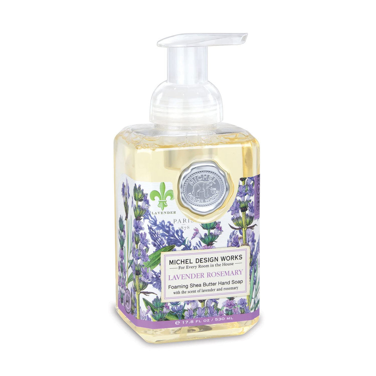 Michel Design Works jabon espumoso lavanda romero, fragancia calmante para el lavado de manos