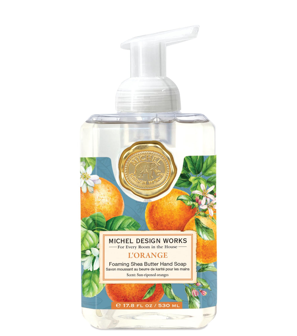 Michel Design Works L'Orange jabón de manos en espuma, aroma cítrico suave para el lavabo.
