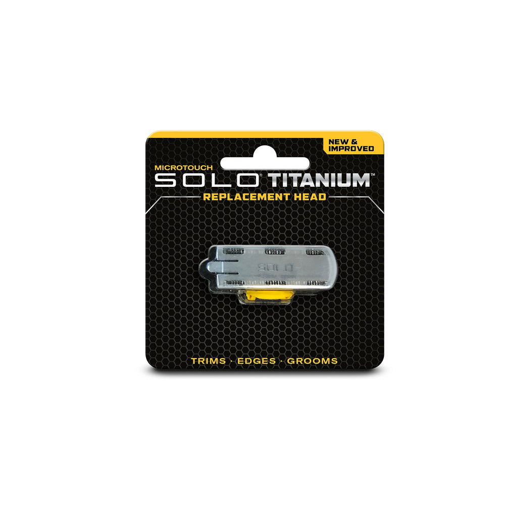 Micro Touch Titanium Solo replacement blade front view, precision trimming for body and hair.