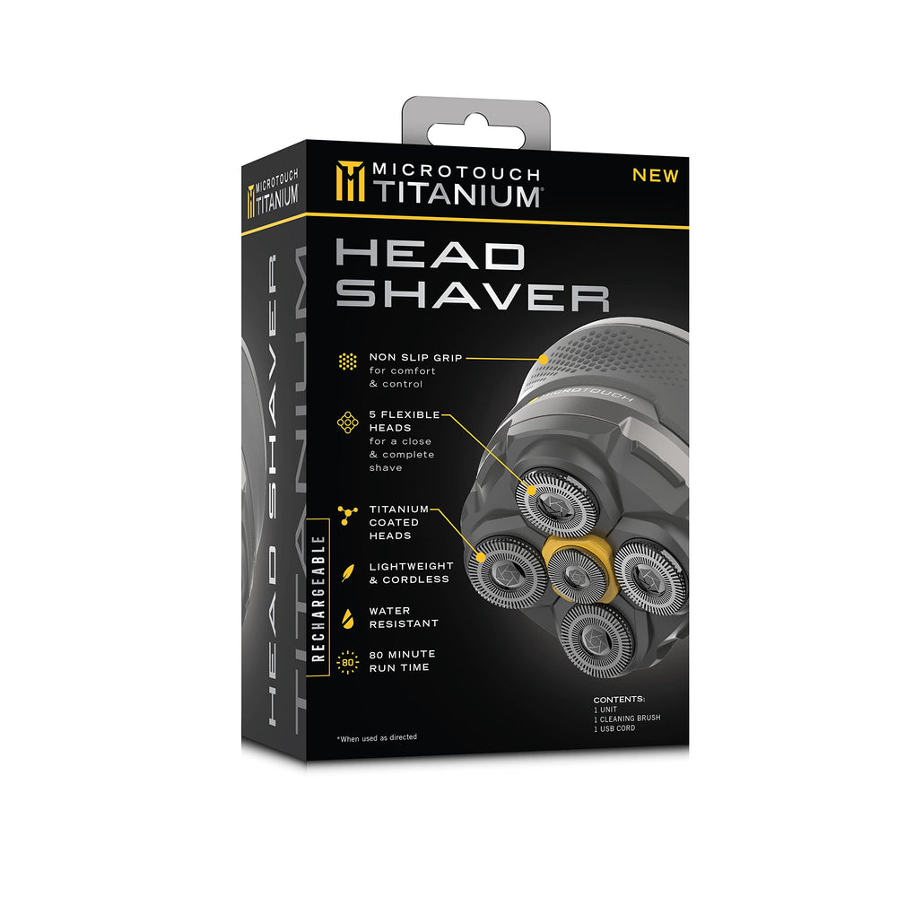 MicroTouch Titanium Head Shaver charge dock ensures convenient power recharging.