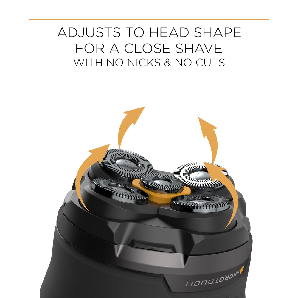 MicroTouch Titanium Head Shaver lithium battery delivers long-lasting runtime.
