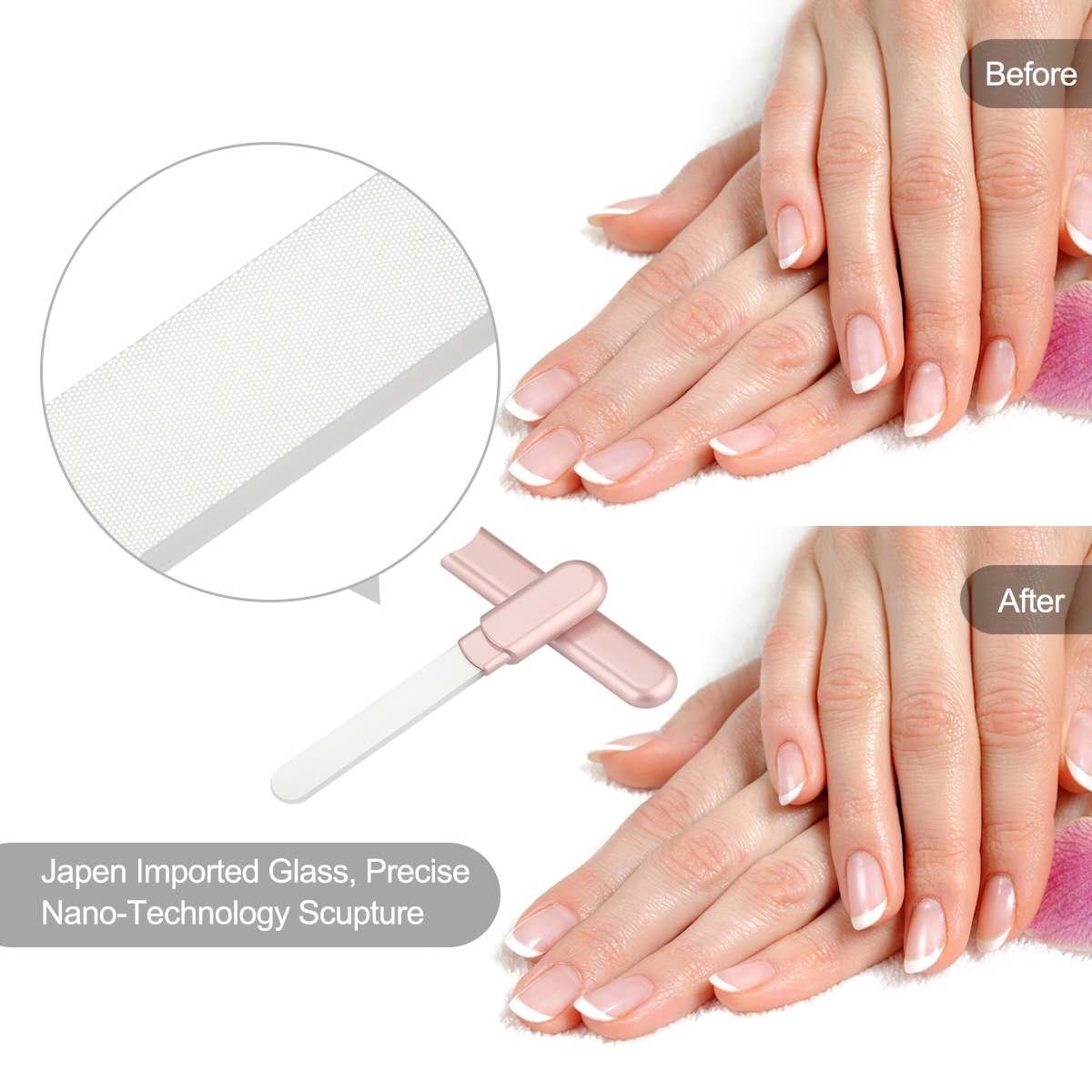 MiDenso nano-technology glass nail file detail highlights micro-serrations.