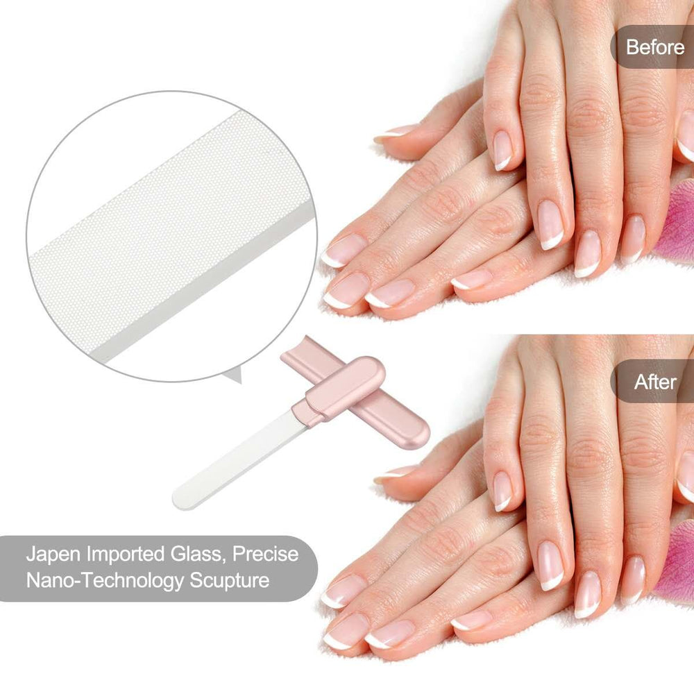 MiDenso nano-technology glass nail file detail highlights micro-serrations.