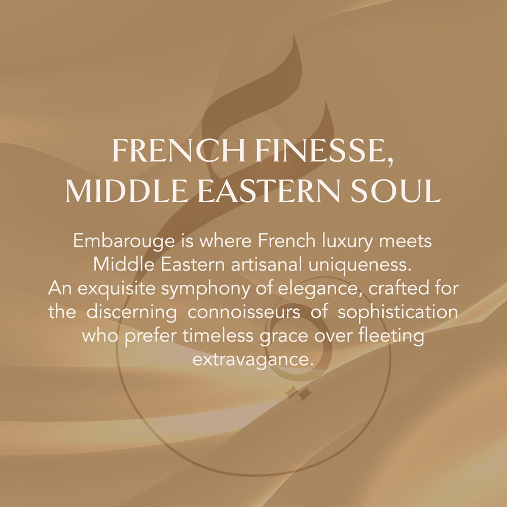 EMBAROUGE Midnight Mirage Bloom bottle in soft lighting evokes intimate after-dark aura.