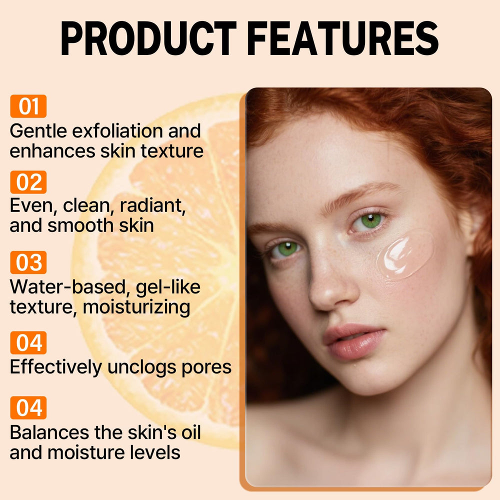 Miehoous gel exfoliante naranja – aplicación facial rápida y agradable.