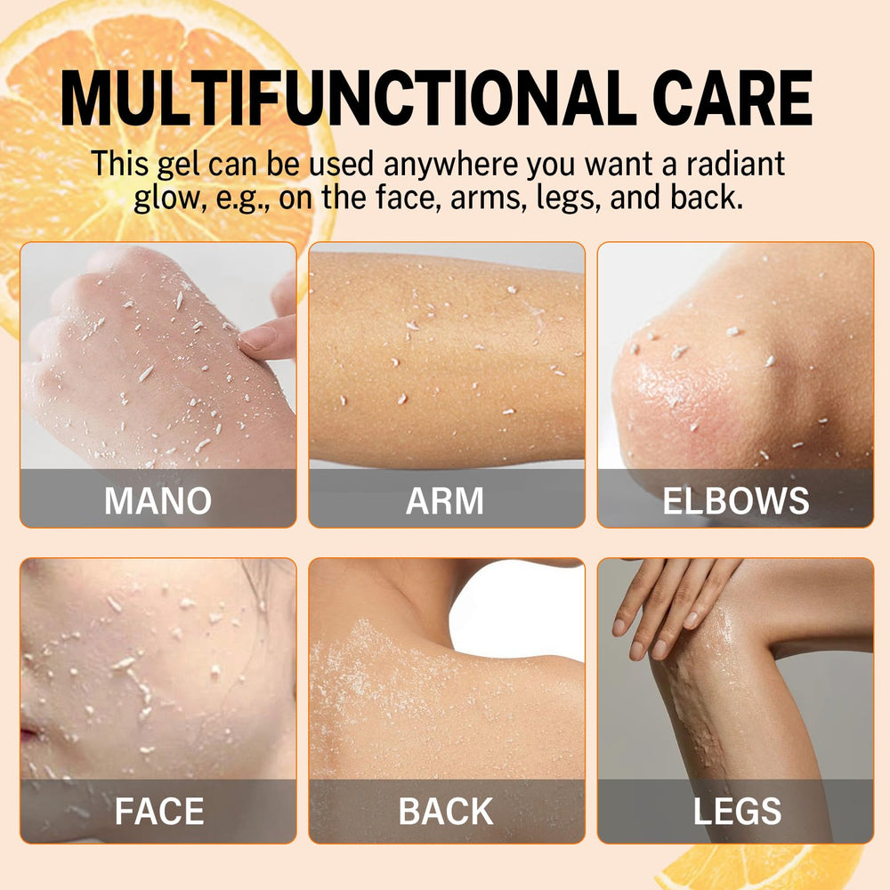 Miehoous gel exfoliante naranja – textura visible para exfoliación suave.
