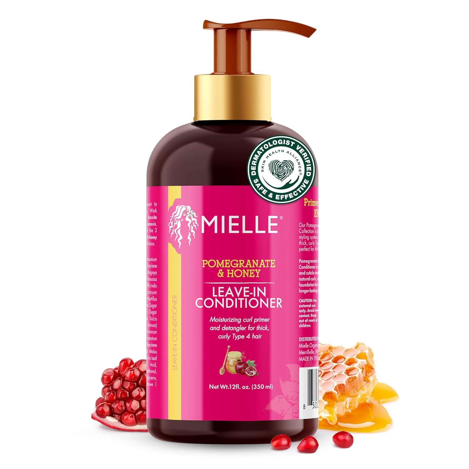 Acondicionador sin enjuague Mielle Granada y Miel: desenredo suave para rizos definidos