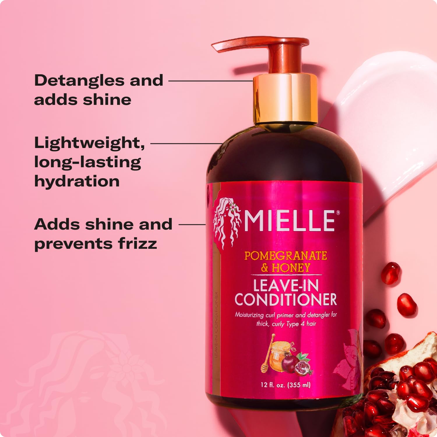 Acondicionador sin enjuague Mielle Granada y Miel: control suave del frizz
