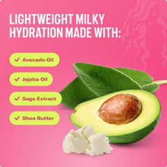 Mielle Organics Leche de Aguacate en frasco, cuidado de cabello rizado y encrespado.