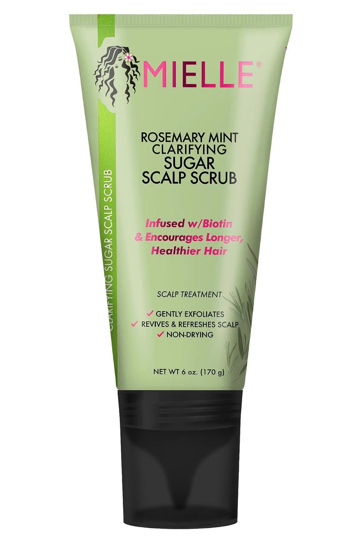 Mielle Organics exfoliante capilar romero-menta para limpieza suave del cuero cabelludo.