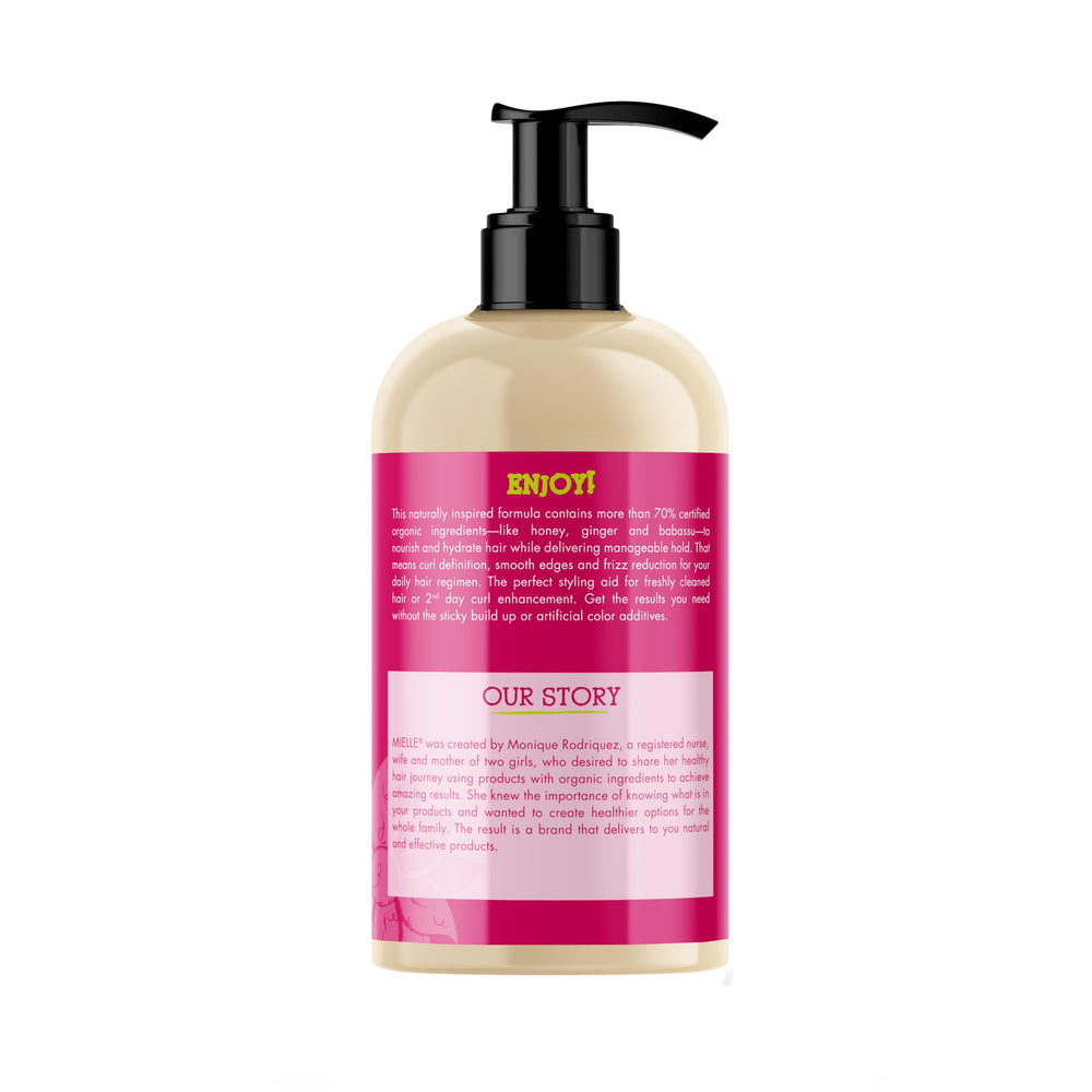 Ingredientes naturales del gel de Mielle Organics para cabello rizado