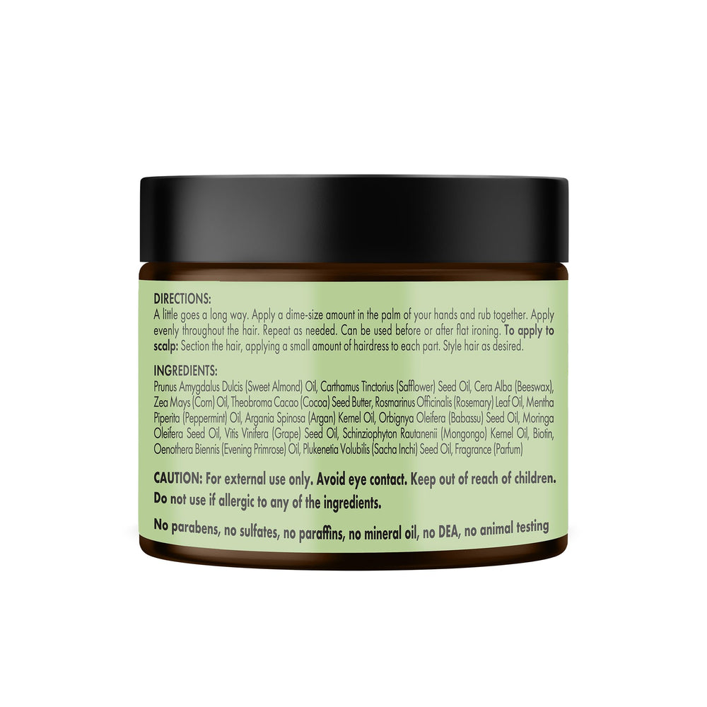 Mielle Organics ingredientes biotina romero menta – nutrición suave para el cuero cabelludo.