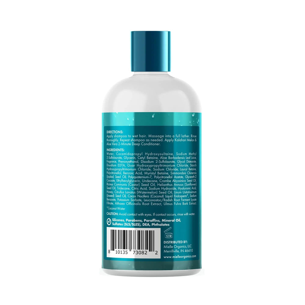 Uso cómodo en la ducha diaria con Mielle Organics Kalahari Melon Aloe Deep Shampoo.
