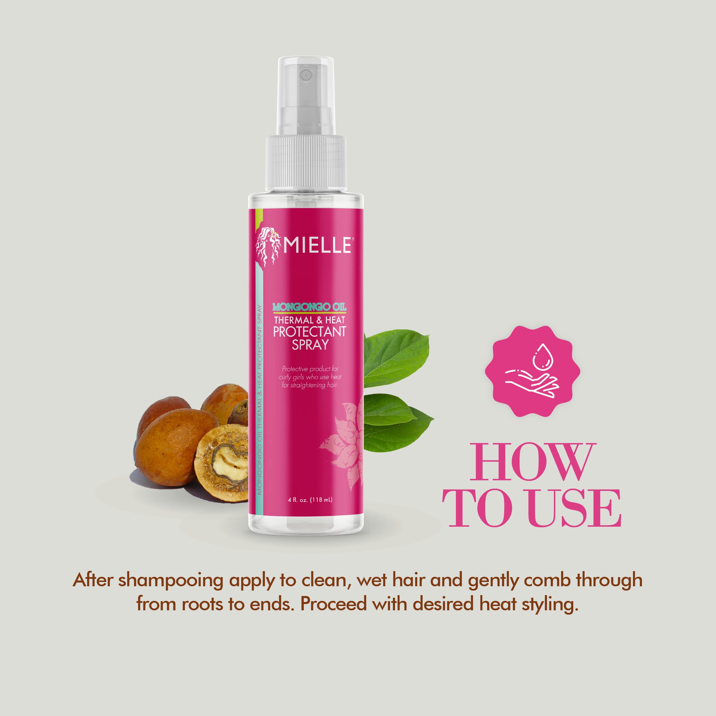 Mielle Organics Mongongo Oil All Hair Types Use conveys universal compatibility across textures