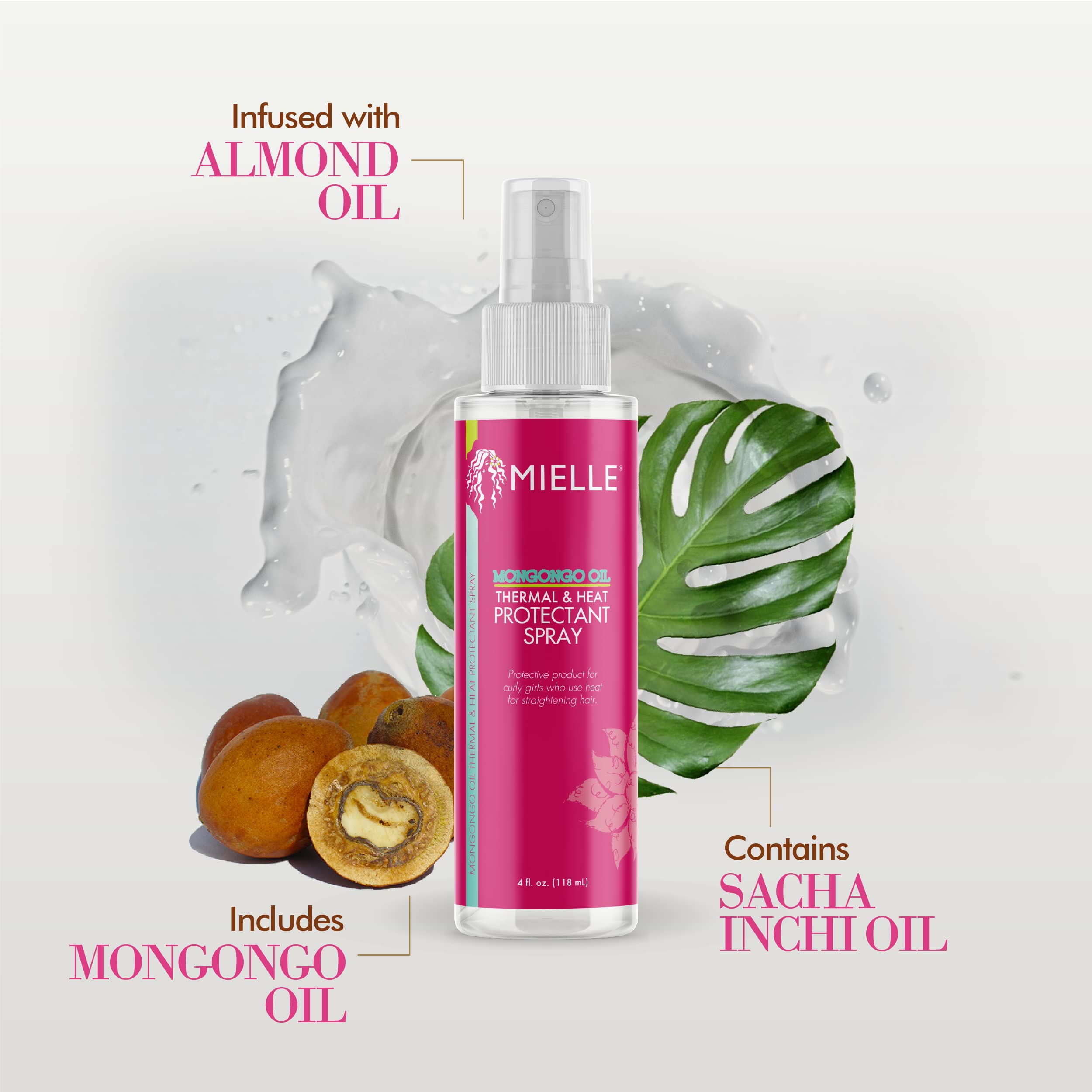 Mielle Organics Mongongo Oil Curl Pattern Protection demonstrates curl support when styling with heat