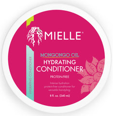 Acondicionador hidratante Mielle Organics Mongongo Oil en bote para cabello suave.