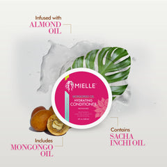 Textura cremosa del acondicionador Mongongo Oil para hidratación profunda.
