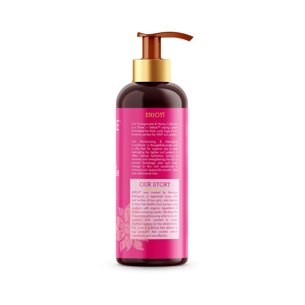 Mielle Organics Pomegranate & Honey Detangling Conditioner 32oz packaging for extended curl care