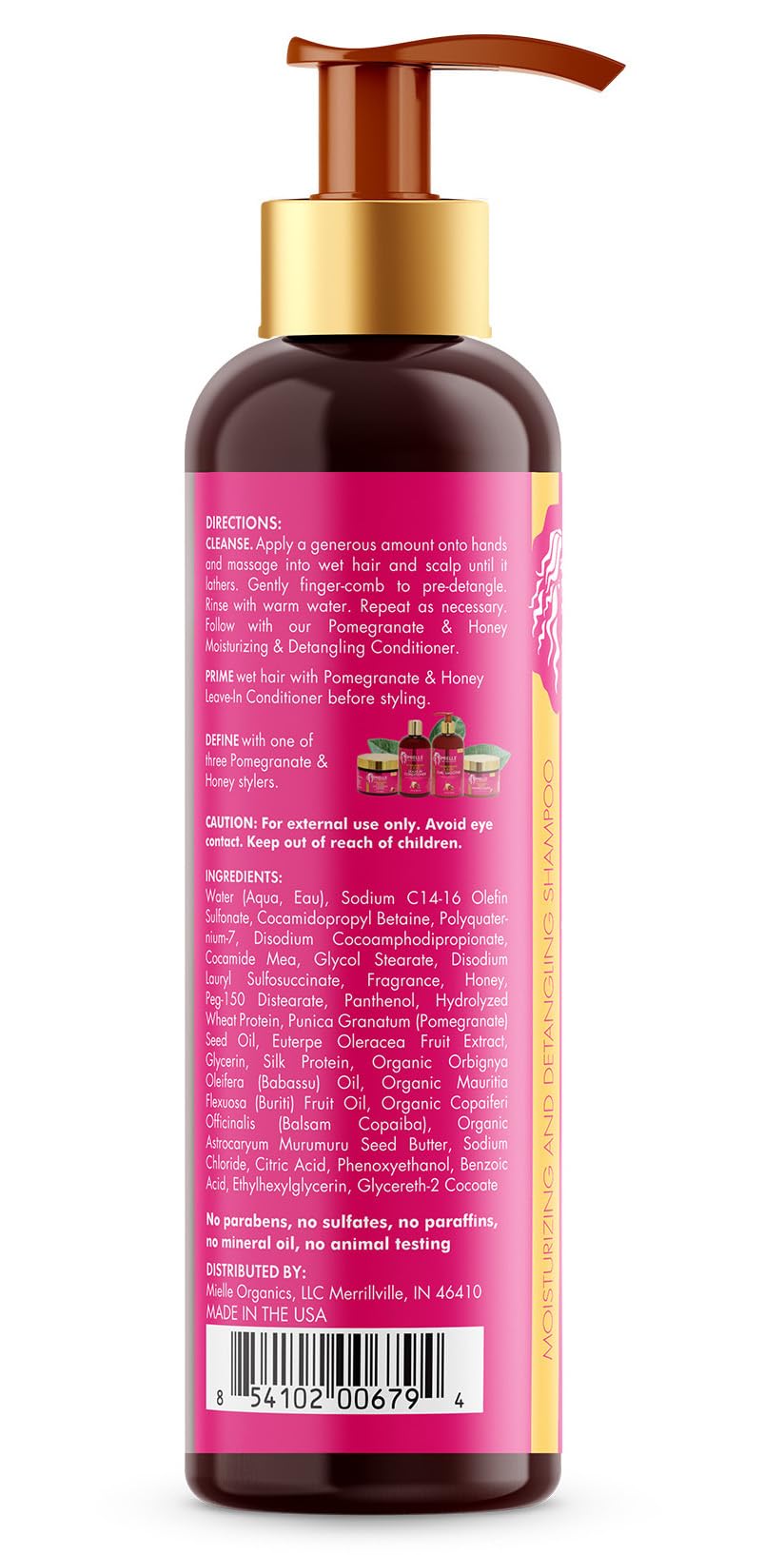 Dúo Mielle Organics Pomegranate & Honey, textura de rizos más definidos.