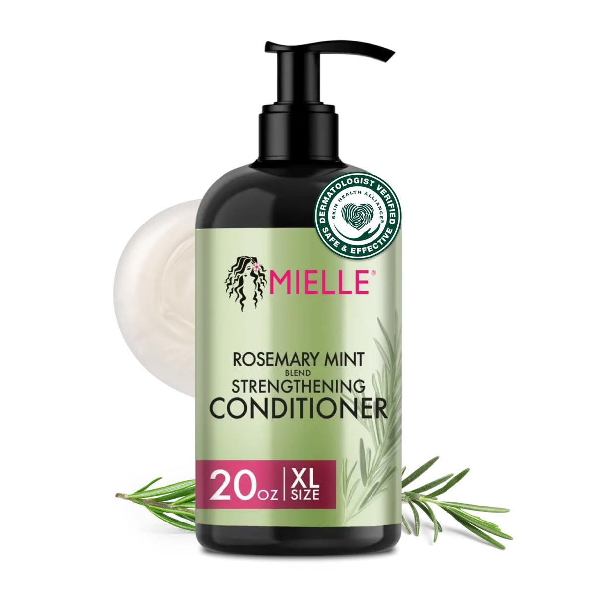 Acondicionador Mielle Organics con romero y menta para mayor manejabilidad.