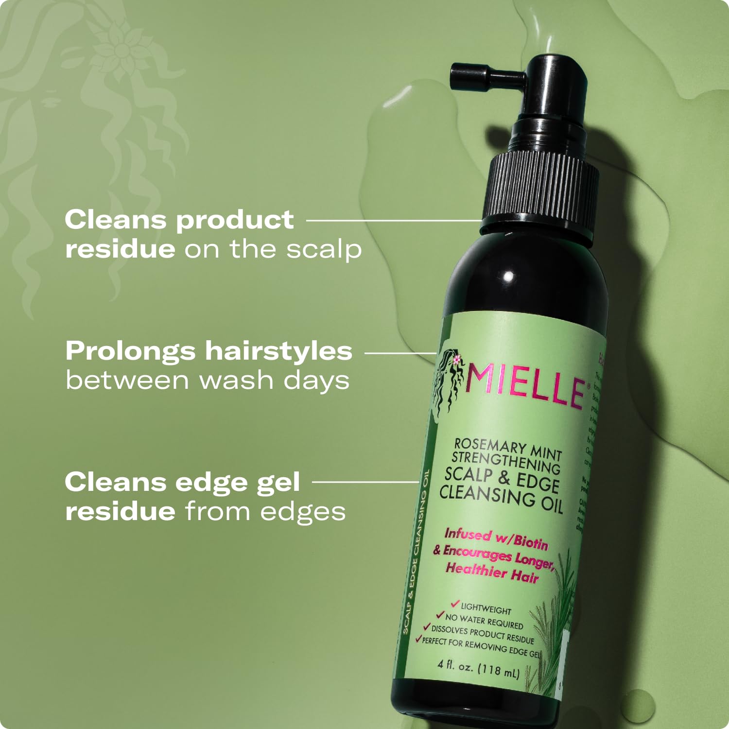 Highlight on rosemary, peppermint, and other nourishing ingredients in Rosemary & Mint formula.