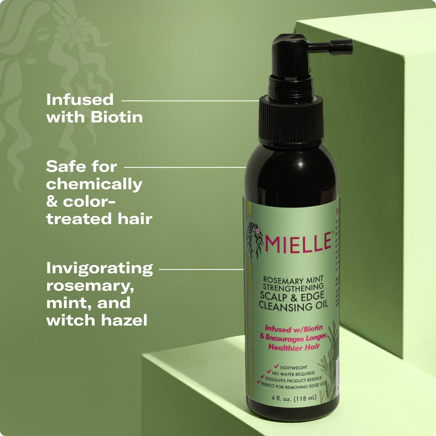 Demonstration of no-rinse action on the scalp with Mielle Organics oil.