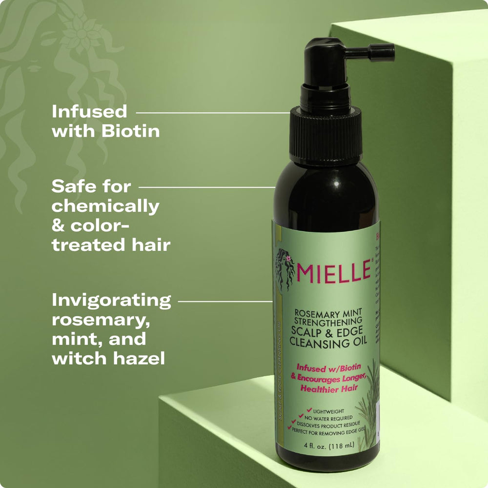 Demonstration of no-rinse action on the scalp with Mielle Organics oil.
