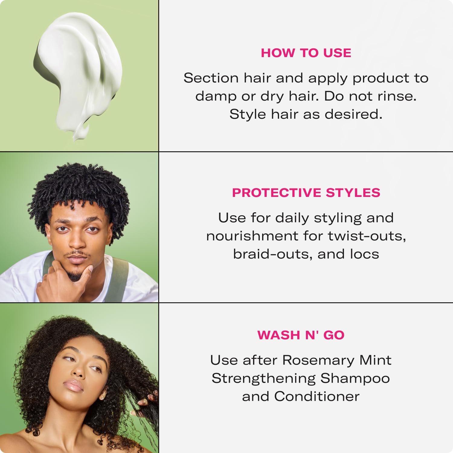 Twist-out on natural hair using Mielle Rosemary Mint Styling Cream for defined curls.