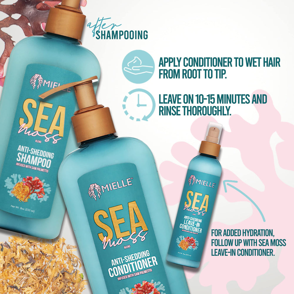 Acondicionador Sea Moss ayuda a reducir la caída con uso regular.
