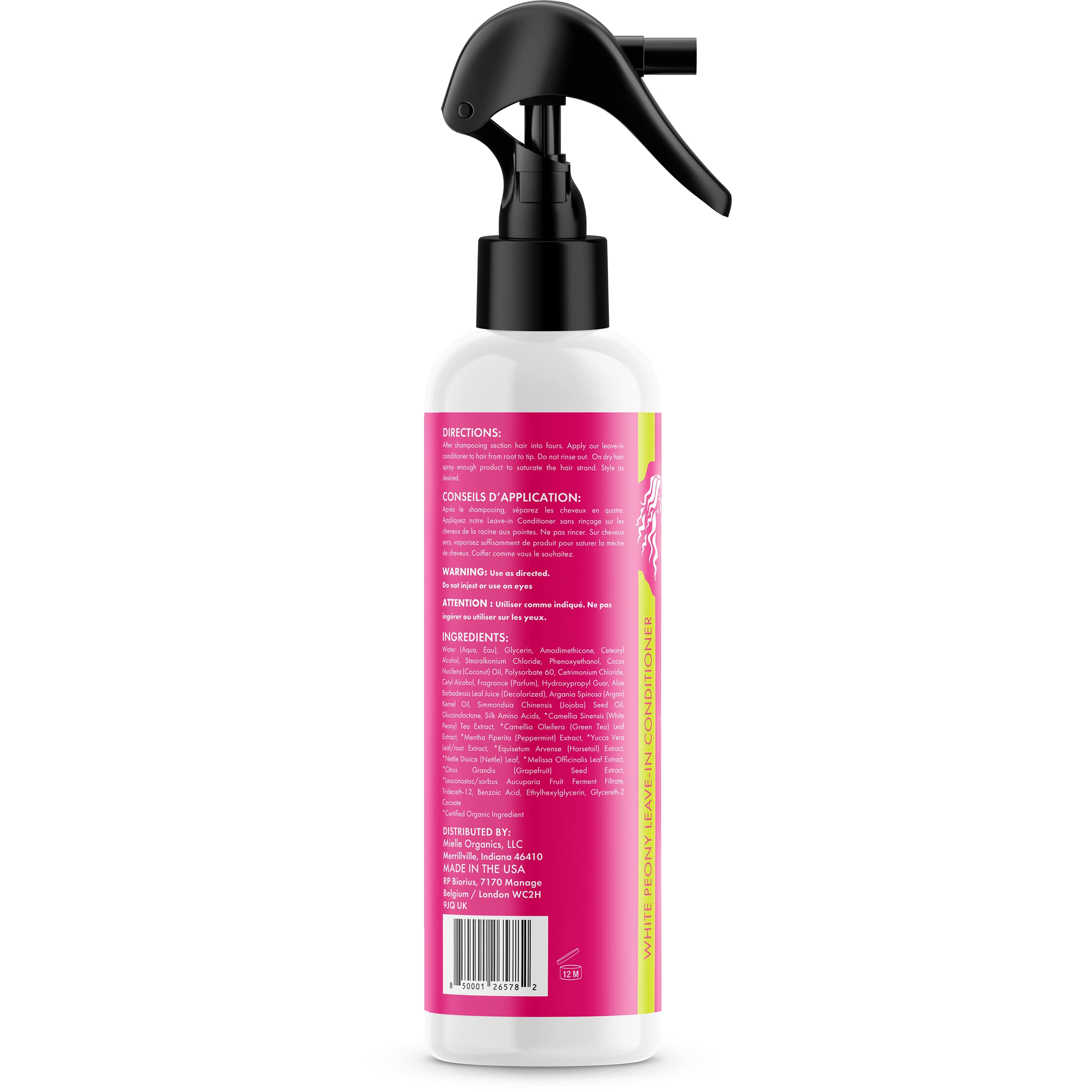Mielle Organics White Peony Spray: control del encrespamiento para peinados definidos.