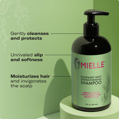 Mielle Rosemary Mint Champú masaje cuero cabello activa espuma