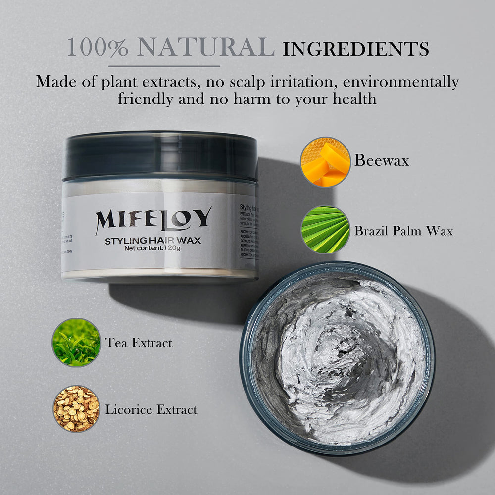 Hands applying Mifeloy wax to create a temporary silver gray hairstyle